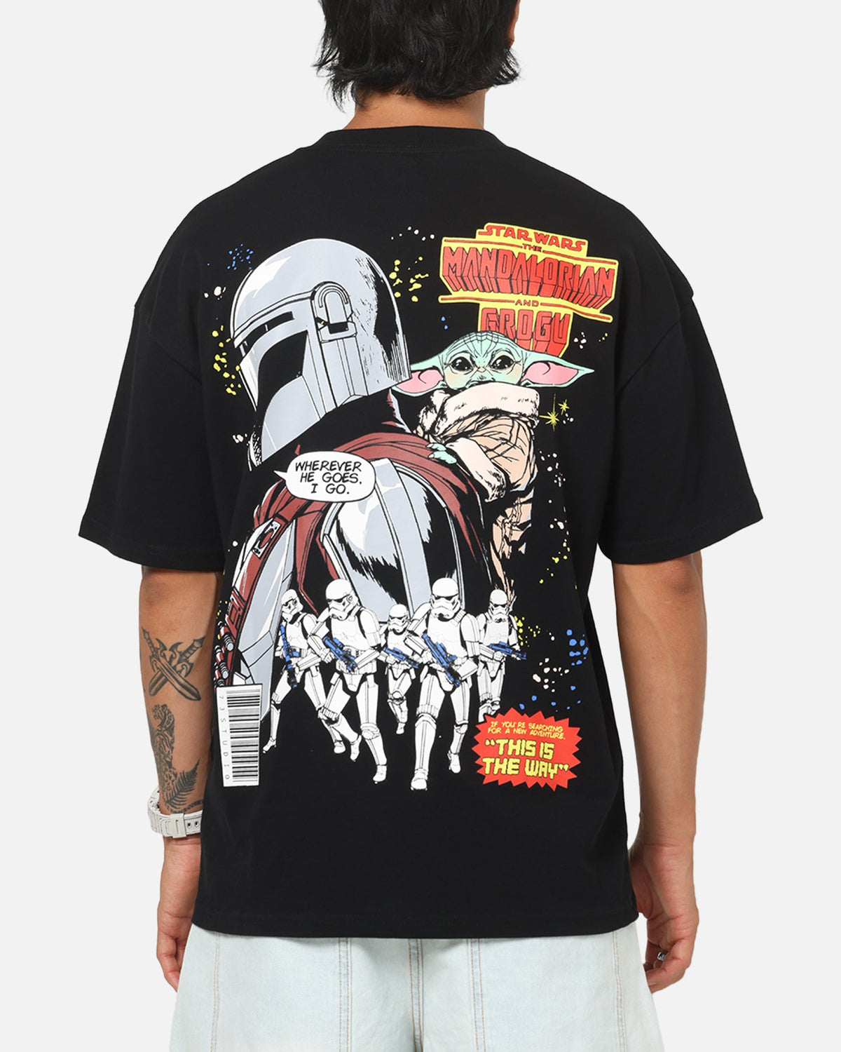 73Studio Star Wars Mando And Grogu Comic T-Shirt Black