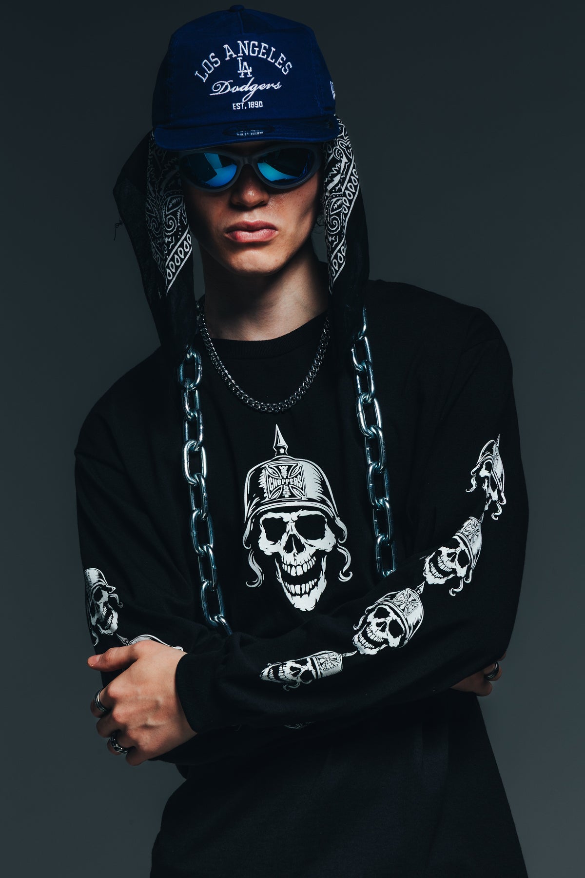 West Coast Choppers Skulls Long Sleeve T-Shirt Black