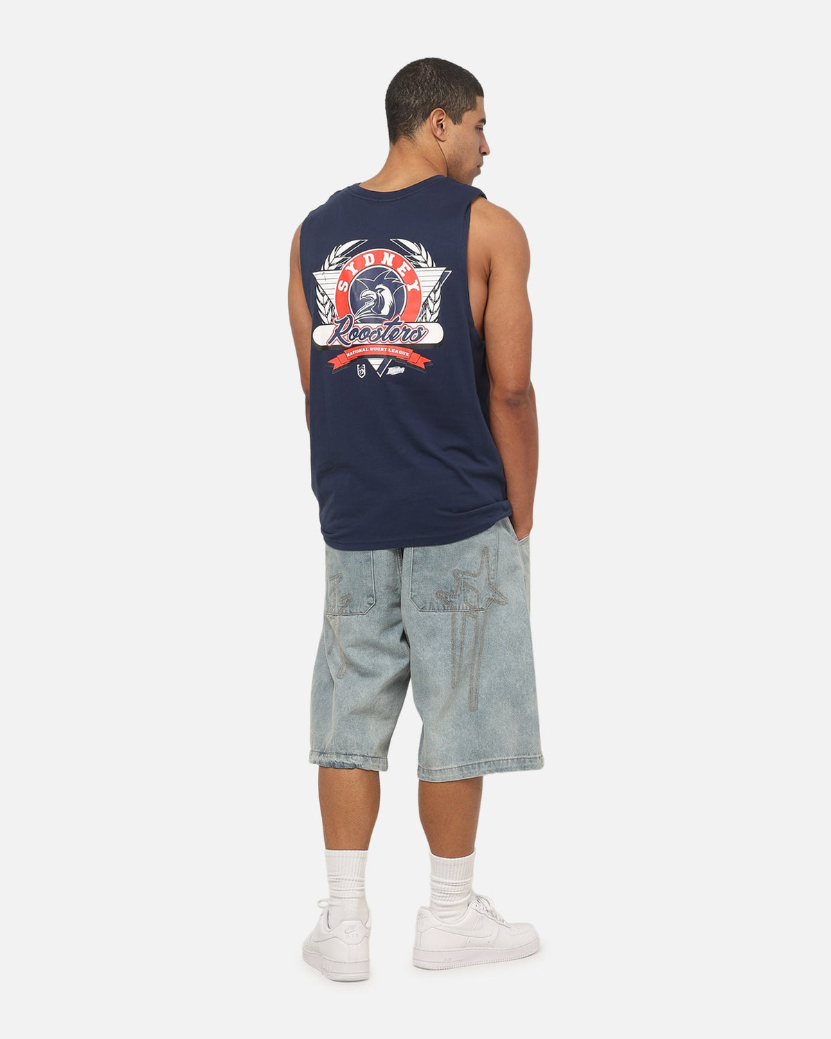 Bleacher Athletic Sydney Roosters NRL Adult Muscle T-Shirt Navy