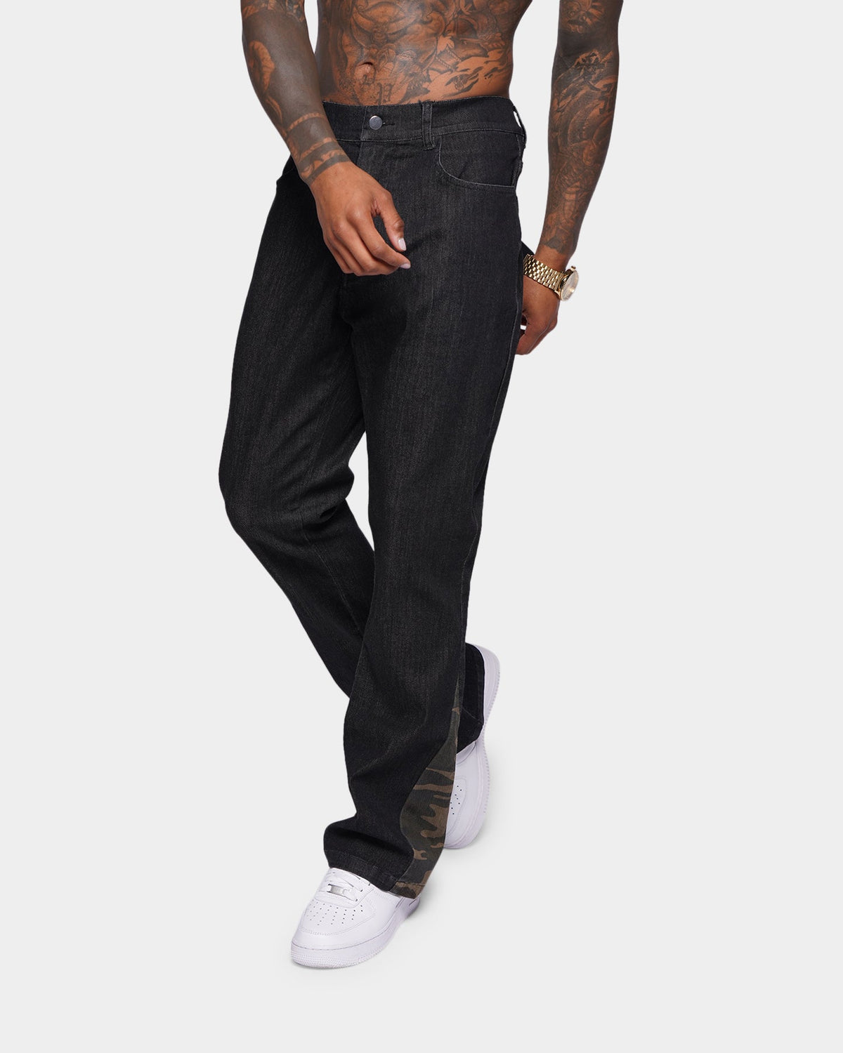XXIII Valur Camo Flare Jeans Black/Camo