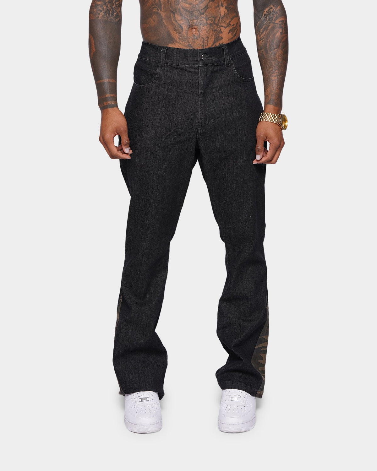 XXIII Valur Camo Flare Jeans Black/Camo