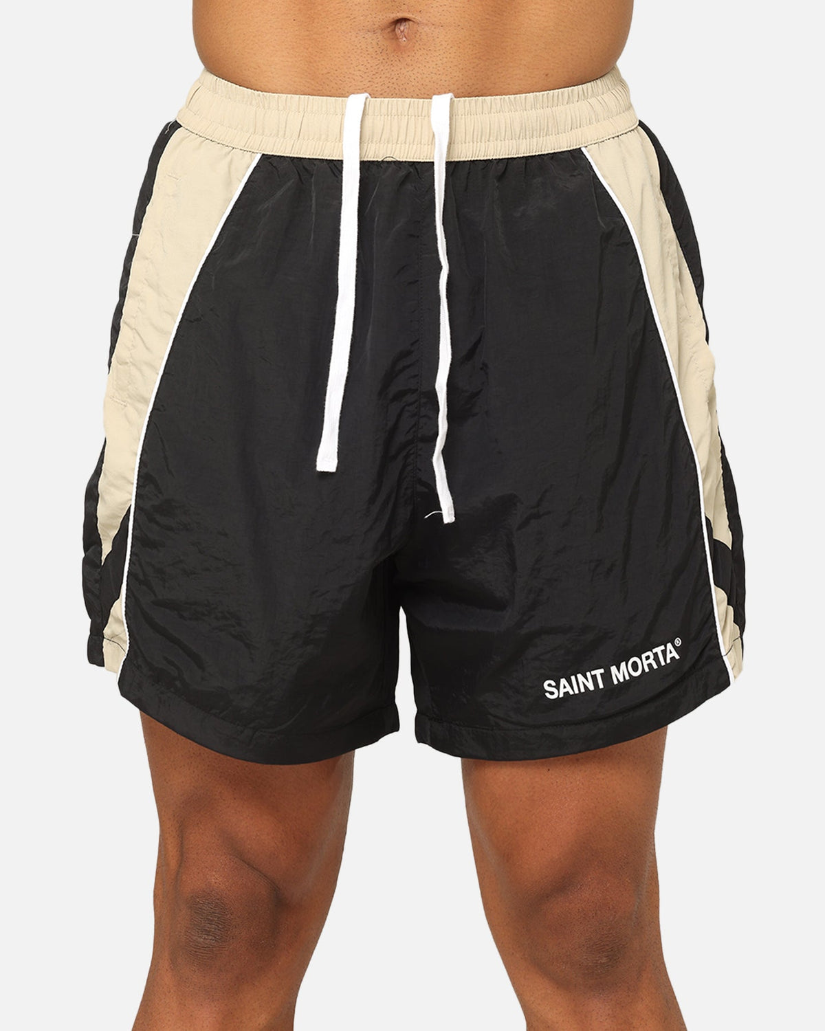 Saint Morta Official Panelled Beach Shorts Black/Stone