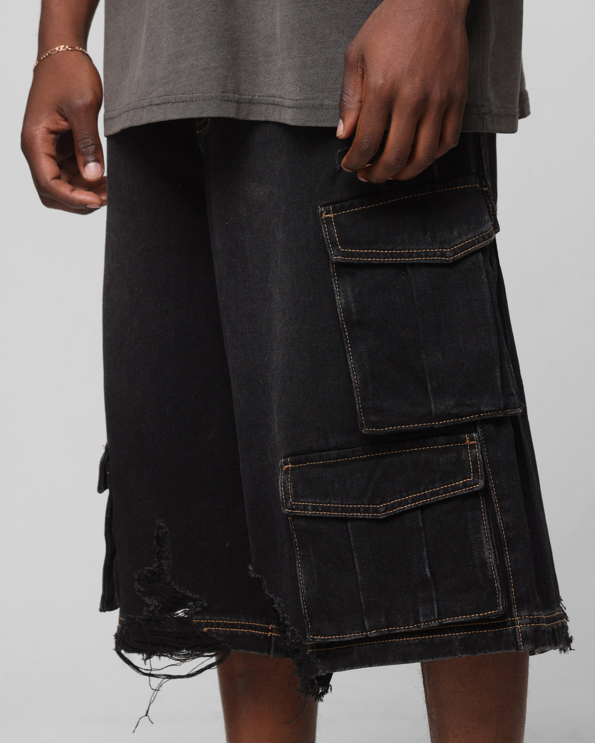 Loiter Collateral Cargo Shorts Black Wash