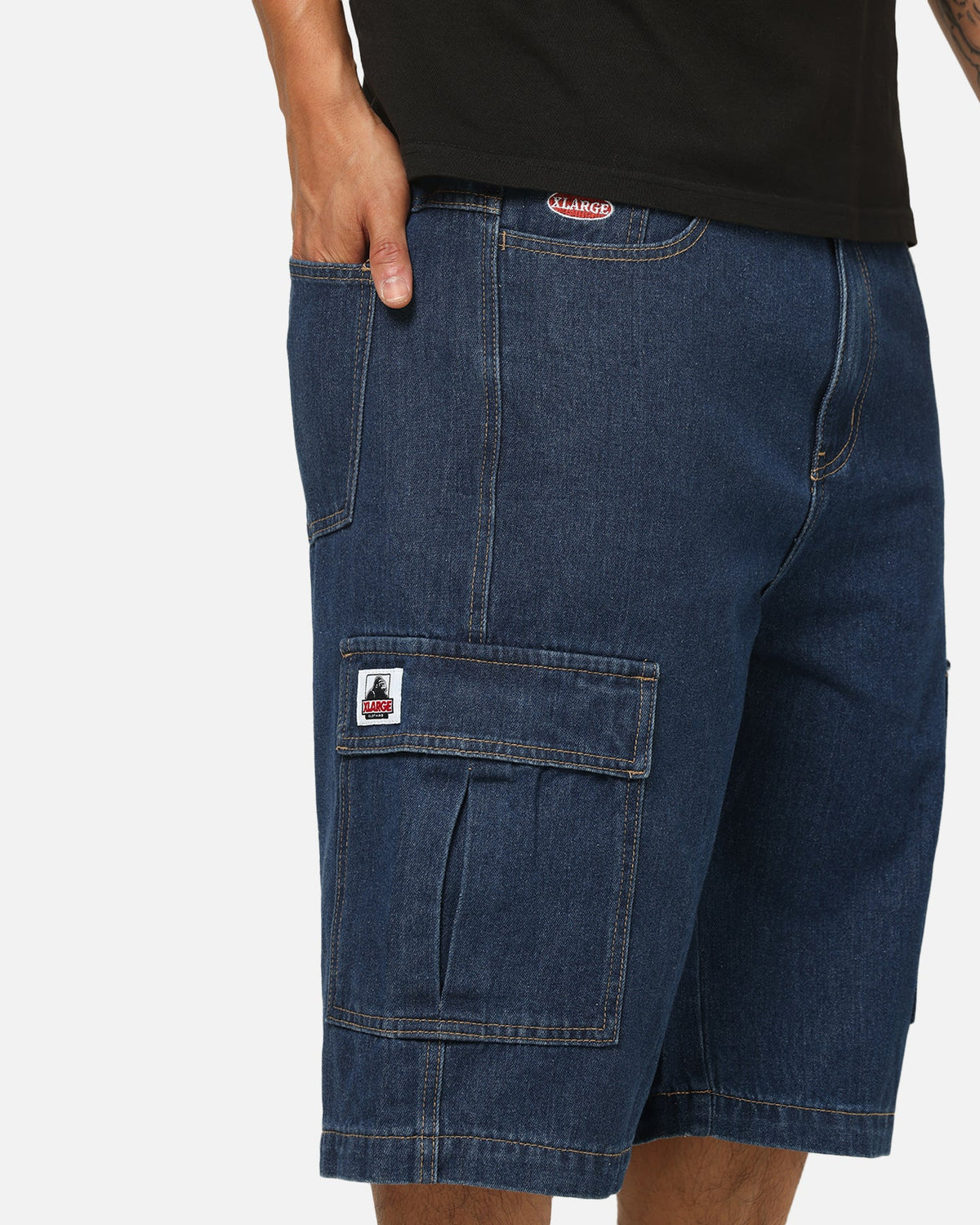 X-Large Baggy Cargo Denim 91 Shorts Dark Indigo