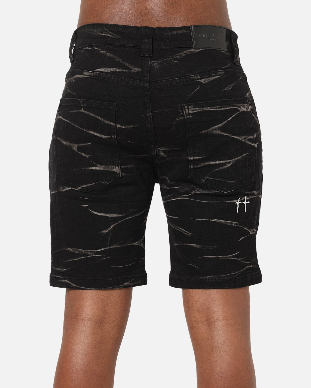 Saint Morta Dynasty Thrash V2 Denim Shorts Acid Wash Black