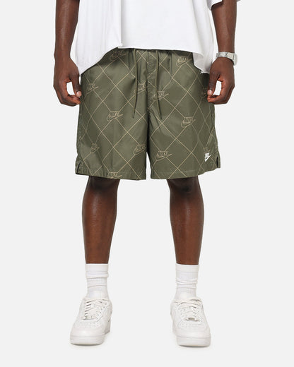 Nike Sportswear Club Woven Flow Shorts Medium Olive/White