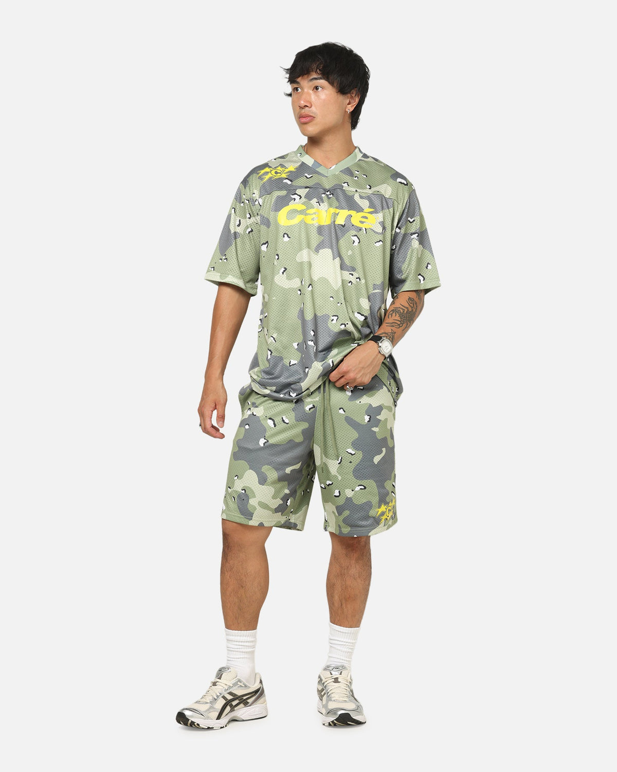 Carre Sideline Basketball Shorts Green Camo