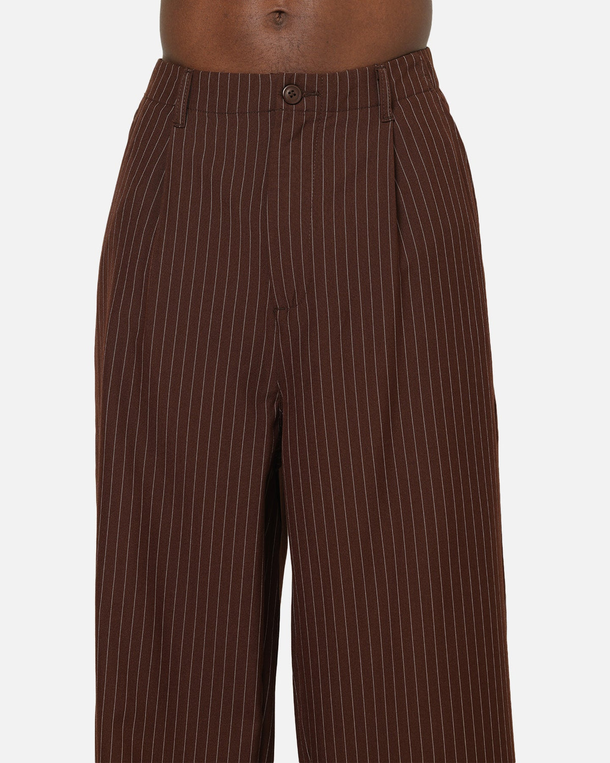 Carre Heritage Pleated Pants Brown Pinstripe