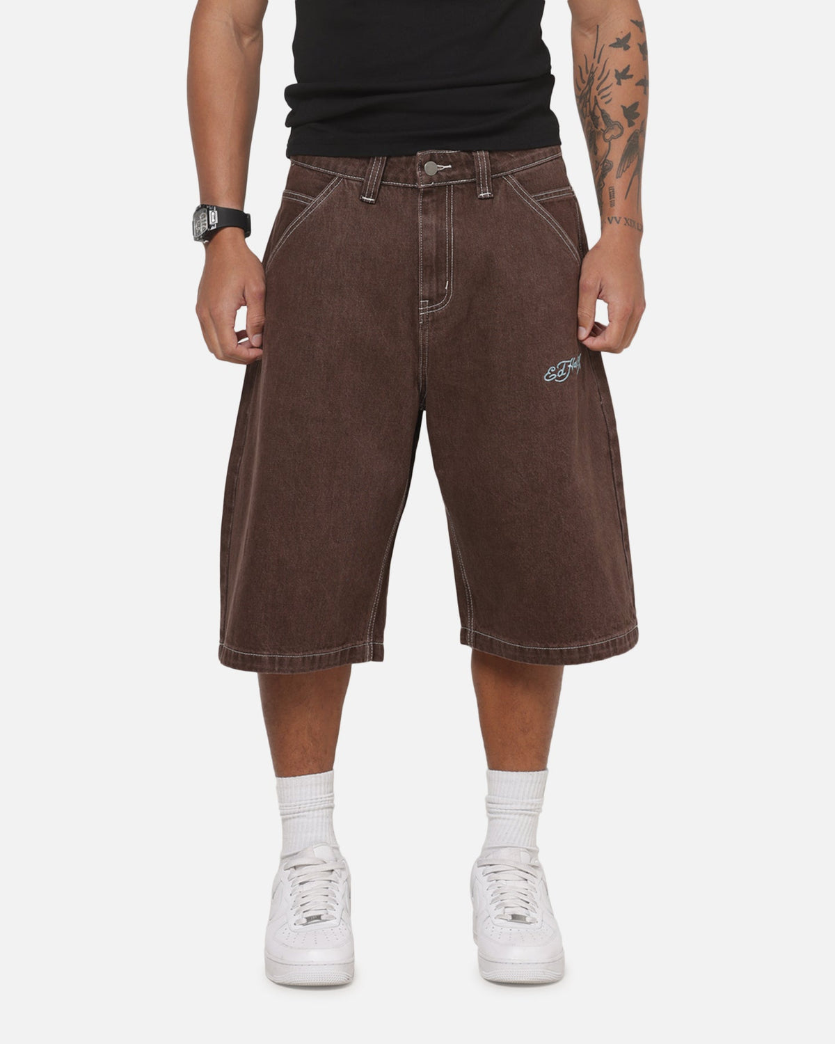 Ed Hardy Serpent Jorts Brown