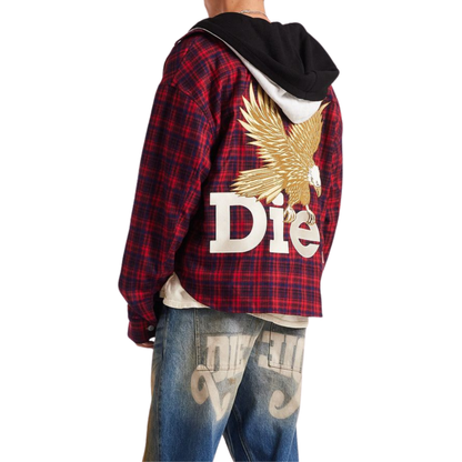 DSM "Eagle" Hooded Flannel-Red/Navy