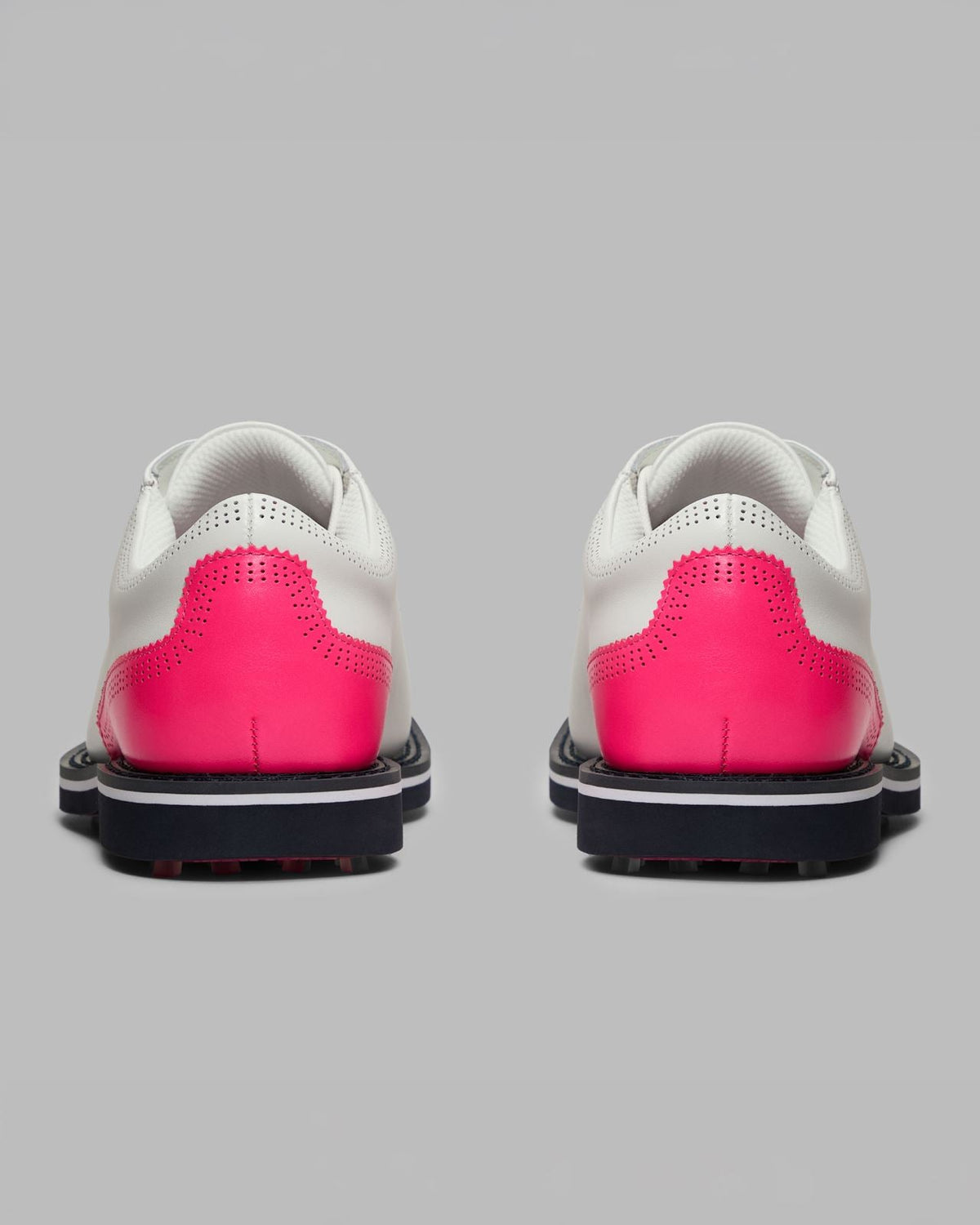 GALLIVANTER Leather Brogue Golf Shoes Snow/Knockout Pink