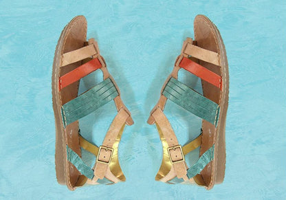Andacco Augustine Womens Comfort Flat Leather Sandals Made In Brazil