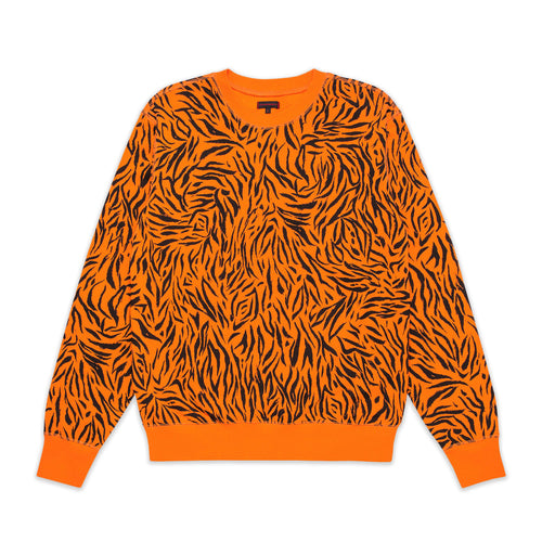 CLOT Men Tiger Stripe Sweatshirt Orange